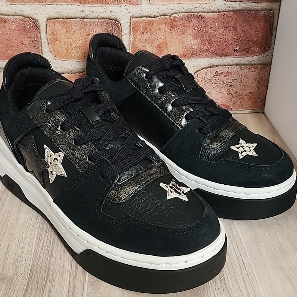 Michael Kors Black Lexi Embellished Mixed-Media Sneaker Women's 8.5 NIB - Picture 8 of 16